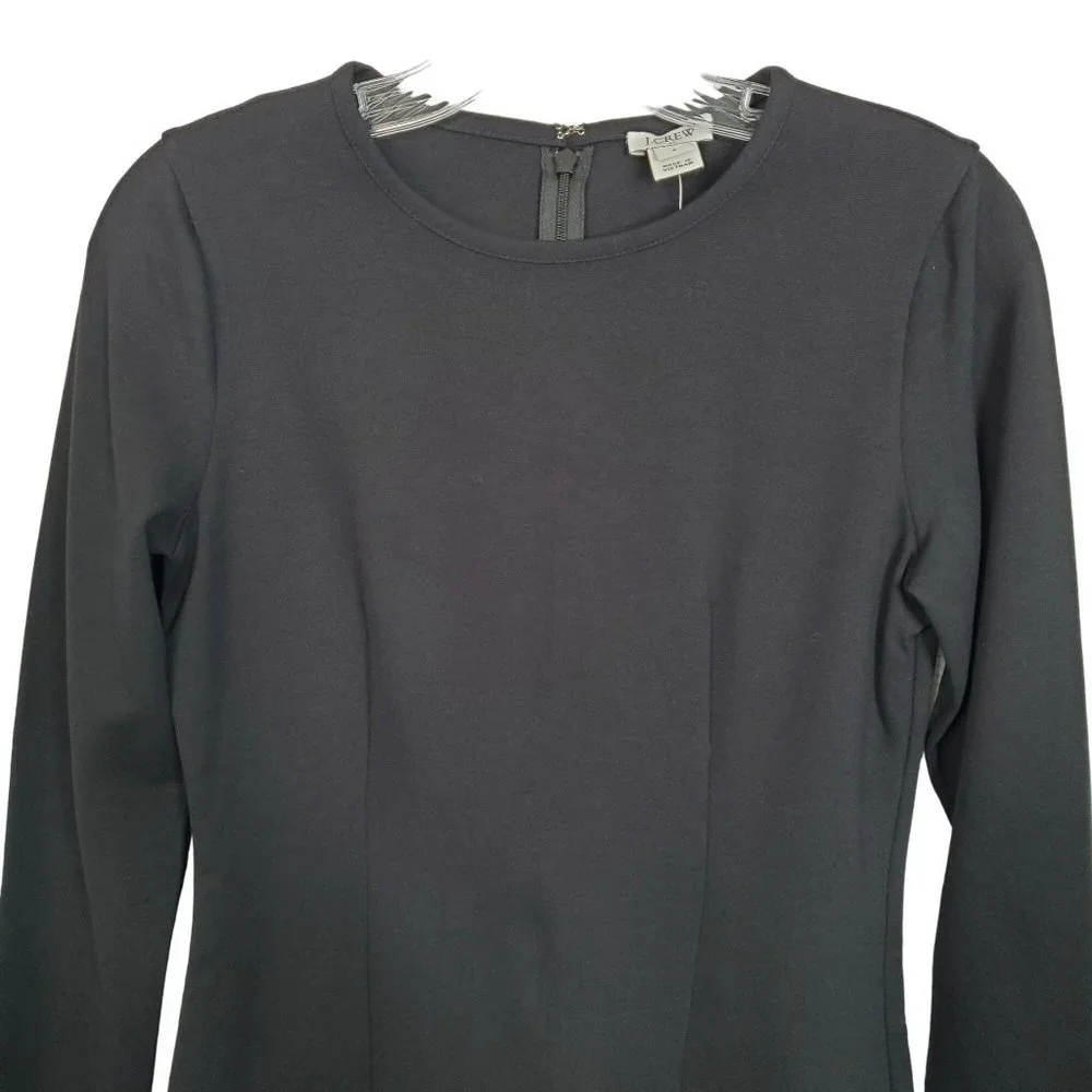 J Crew NWT Size 4 Dress Ponte Knit Shaped Fit Long Sleeve Round Neck Black - Picture 3 of 10